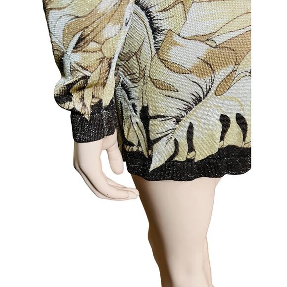 Vintage XXist Animal Print Cardigan Sweater Size S Long Sleeves Shell Buttons - Picture 16 of 16